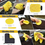 22 Pieces Car Wash Kit with Polishing Tools, Rim Brush and Interior and Exterior Car Care Accessories for Vehicle Cleaning