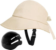 Womens Cycling Sun Cap with Adjustable Chin Strap and UV Protection, Comfortable Helmet Liner Hat for School and Daily Riding, Beige, 60 cm In Australia - Darrahopens
