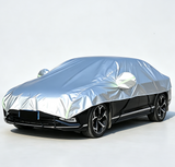 Half Car Cover Sedan with Green Reflective Strip,All Weather Car Body Cover for Sun, Rain, Dust(Fit Sedans, compact SUVs Length 4.3m to 4.5m)-silver In Australia - Darrahopens