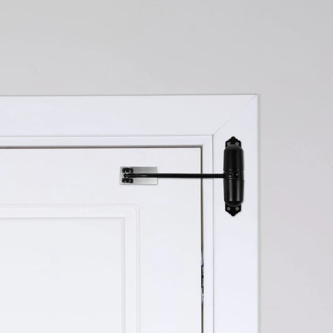 Automatic Double Spring Door Closer, Adjustable Heavy Duty Aluminum Alloy Safety Latch for Home Doors, Black, Aluminum Construction In Australia - Darrahopens