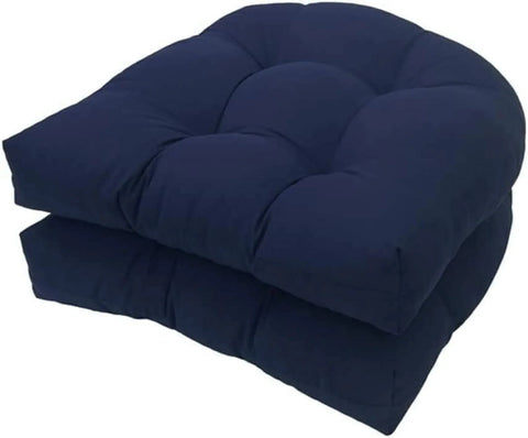Outdoor Chair Seat Cushions 2 Pack, Waterproof Thickened Tufted U Shaped Patio Chair Cushions for Patio Furniture, Navy Blue 18 x 18 Inch In Australia - Darrahopens