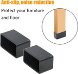 Rectangle Furniture Leg Caps, Anti Slip PVC Chair Foot Covers for Floor Protection and Noise Reduction, 12 Pack, 1.5 x 0.75 Inch