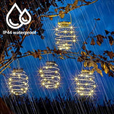 Solar Powered Spiral LED Hanging Lantern Waterproof Warm White Outdoor Decorative Light for Garden Patio Pathway
