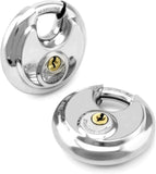 Keyed Alike Disc Padlock 4 Pack, Stainless Steel Discus Lock with 3/8 Inch Shackle for Garages, Fences, Sheds, Storage Units, 2-3/4 In In Australia - Darrahopens
