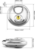 Keyed Alike Disc Padlock 4 Pack, Stainless Steel Discus Lock with 3/8 Inch Shackle for Garages, Fences, Sheds, Storage Units, 2-3/4 In