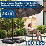 Umbrella Base Weights, 2 Pack Fillable Heavy Duty Weatherproof Sandbags for Cantilever Patio Umbrella, 100 LBS, Black In Australia - Darrahopens