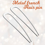 French Hair Pins 2 Pack Large Metal U Shaped Twist Sticks for Thick Hair Women Hair Accessories, Silver 5.5 Inch In Australia - Darrahopens