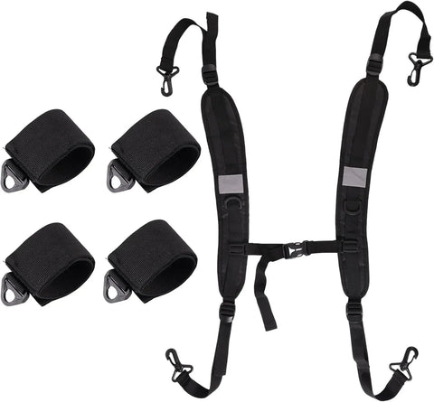 Adjustable Beach Chair Backpack Straps, Replacement Shoulder Carry Bands for Folding Beds, Backpacks and Outdoor Gear, Black