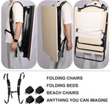 Adjustable Beach Chair Backpack Straps, Replacement Shoulder Carry Bands for Folding Beds, Backpacks and Outdoor Gear, Black