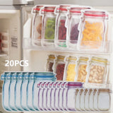 20 Pack Mason Jar Ziploc Bags Reusable Waterproof Food Storage Pouches for Kitchen Travel Large, Waterproof Design In Australia - Darrahopens