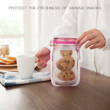 20 Pack Mason Jar Ziploc Bags Reusable Waterproof Food Storage Pouches for Kitchen Travel Large, Waterproof Design