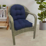 2 Pack Outdoor Chair Seat Cushions, Waterproof Thick Tufted U Shaped Patio Furniture Cushions, 18x18, Navy Blue