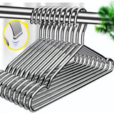 Stainless Steel Clothes Hangers, Heavy Duty Thickened Solid Metal Coat Hangers for Closet Organization, 5 Pack, Silver
