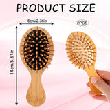 2 Pcs Mini Bamboo Hair Brush Set, Anti Static Detangling Scalp Massage Pocket Comb for Daily Hair Care, Natural Wood In Australia - Darrahopens