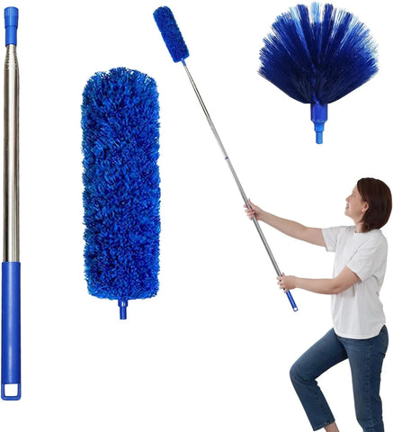 Cobweb Duster Set with 100 Inch Extension Pole, Washable Ceiling Fan Cleaning Kit for High Ceilings, Blue, Practical Everyday Use In Australia - Darrahopens