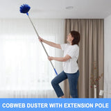 Cobweb Duster Set with 100 Inch Extension Pole, Washable Ceiling Fan Cleaning Kit for High Ceilings, Blue, Practical Everyday Use