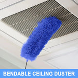 Cobweb Duster Set with 100 Inch Extension Pole, Washable Ceiling Fan Cleaning Kit for High Ceilings, Blue, Practical Everyday Use