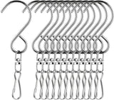 12 PCS Swivel Hanging Hooks Clips, 360 Degree Rotating Stainless Steel for Wind Chimes Bird Feeders Outdoor Ornaments, Silver In Australia - Darrahopens
