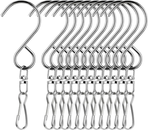 12 PCS Swivel Hanging Hooks Clips, 360 Degree Rotating Stainless Steel for Wind Chimes Bird Feeders Outdoor Ornaments, Silver In Australia - Darrahopens