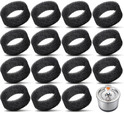 Pet Fountain Foam Filters, 16 Pack Round Sponge Replacement Filters for 2.5L 84 oz Stainless Steel Cat Fountain, Black In Australia - Darrahopens