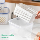2 Pack Fruit Storage Containers for Fridge with Removable Colander, Produce Saver for Vegetables and Berries Fresh