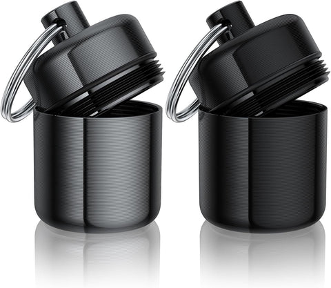 2 Pack Metal Earplug Case Aluminum Waterproof Keychain Pill Holder for Travel Black, Aluminum Construction, Waterproof Design In Australia - Darrahopens