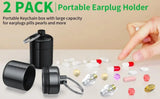 2 Pack Metal Earplug Case Aluminum Waterproof Keychain Pill Holder for Travel Black, Aluminum Construction, Waterproof Design