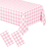 2 Pack Rectangular Plastic Tablecloth, Disposable Pink and White Gingham Checkered Table Cover for Parties, Picnics and Weddings, 54 x 108 Inch In Australia - Darrahopens