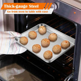 Stainless Steel Toaster Oven Trays, 2 Pack Small Non Toxic Baking Cookie Sheets for Cake Baking, Dishwasher Safe, 10.5"x8.3" Size