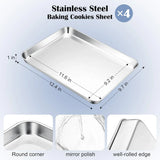 Stainless Steel Toaster Oven Trays, 2 Pack Small Non Toxic Baking Cookie Sheets for Cake Baking, Dishwasher Safe, 12.4"x9.7" Size