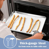 Stainless Steel Toaster Oven Trays, 2 Pack Small Non Toxic Baking Cookie Sheets for Cake Baking, Dishwasher Safe, 12.4"x9.7" Size