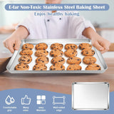 Stainless Steel Toaster Oven Trays, 2 Pack Small Non Toxic Baking Cookie Sheets for Cake Baking, Dishwasher Safe, 12.4"x9.7" Size