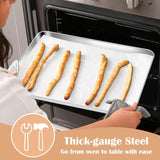 Stainless Steel Toaster Oven Trays, 2 Pack Small Non Toxic Baking Cookie Sheets for Cake Baking, Dishwasher Safe, 16"x 12" Size