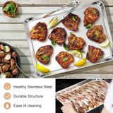 Stainless Steel Toaster Oven Trays, 2 Pack Small Non Toxic Baking Cookie Sheets for Cake Baking, Dishwasher Safe, 16"x 12" Size