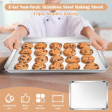 Stainless Steel Toaster Oven Trays, 2 Pack Small Non Toxic Baking Cookie Sheets for Cake Baking, Dishwasher Safe, 16"x 12" Size