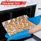 Stainless Steel Toaster Oven Trays, 2 Pack Small Non Toxic Baking Cookie Sheets for Cake Baking, Dishwasher Safe, 17.5"x13" Size
