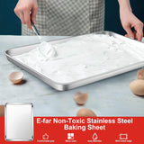 Stainless Steel Toaster Oven Trays, 2 Pack Small Non Toxic Baking Cookie Sheets for Cake Baking, Dishwasher Safe, 17.5"x13" Size