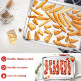 Stainless Steel Toaster Oven Trays, 2 Pack Small Non Toxic Baking Cookie Sheets for Cake Baking, Dishwasher Safe, 17.5"x13" Size