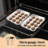 Stainless Steel Toaster Oven Trays, 2 Pack Small Non Toxic Baking Cookie Sheets for Cake Baking, Dishwasher Safe, 9.4"x7.3" Size