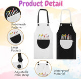 2 Pcs Kids Art Aprons, Adjustable Waterproof Bib Aprons with Large Pockets for Boys Girls Painting Cooking Gardening, Black White
