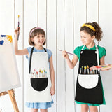 2 Pcs Kids Art Aprons, Adjustable Waterproof Bib Aprons with Large Pockets for Boys Girls Painting Cooking Gardening, Black White