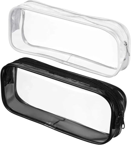 2 Pcs Clear Zipper Makeup Brush Bags Multi Use Toiletry Cosmetic Pouches for Travel and Luggage, Black and White In Australia - Darrahopens