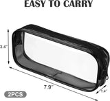 2 Pcs Clear Zipper Makeup Brush Bags Multi Use Toiletry Cosmetic Pouches for Travel and Luggage, Black and White In Australia - Darrahopens