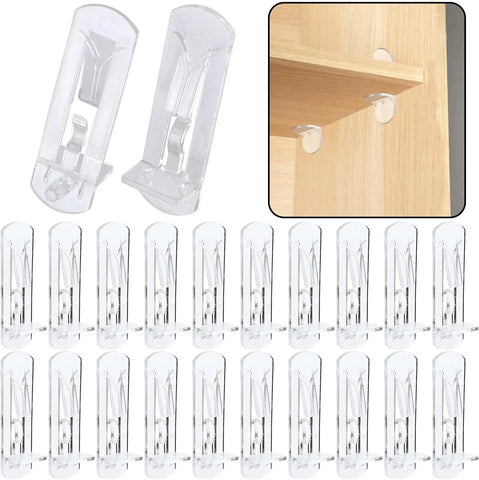 Plastic Locking Shelf Support Pegs, Clear Clips for Kitchen Cabinets Bookcases, 20 Pack, 0.24 inch x 0.63 inch Size In Australia - Darrahopens
