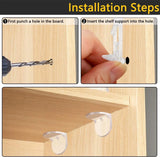 Plastic Locking Shelf Support Pegs, Clear Clips for Kitchen Cabinets Bookcases, 20 Pack, 0.24 inch x 0.63 inch Size