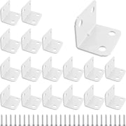 24 Pack L Shape Corner Brackets, Heavy Duty Stainless Steel 90 Degree Shelf Supports for Wood Furniture Cabinet, White, 23x31.5mm In Australia - Darrahopens