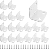 24 Pack L Shape Corner Brackets, Heavy Duty Stainless Steel 90 Degree Shelf Supports for Wood Furniture Cabinet, White, 23x31.5mm In Australia - Darrahopens