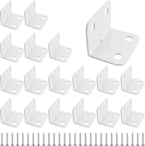 24 Pack L Shape Corner Brackets, Heavy Duty Stainless Steel 90 Degree Shelf Supports for Wood Furniture Cabinet, White, 23x31.5mm In Australia - Darrahopens
