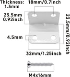 24 Pack L Shape Corner Brackets, Heavy Duty Stainless Steel 90 Degree Shelf Supports for Wood Furniture Cabinet, White, 23x31.5mm In Australia - Darrahopens