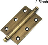 2 Pack Decorative Butt Hinges for Kitchen Cabinet Cupboard Doors, Antique Brass Bronze Finish, 2.5" Size, Brass Construction